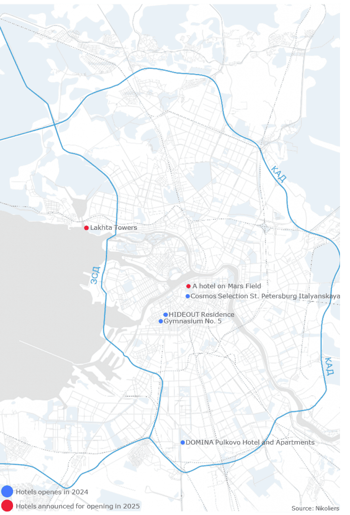 Map of Hotels, Saint Petersburg 