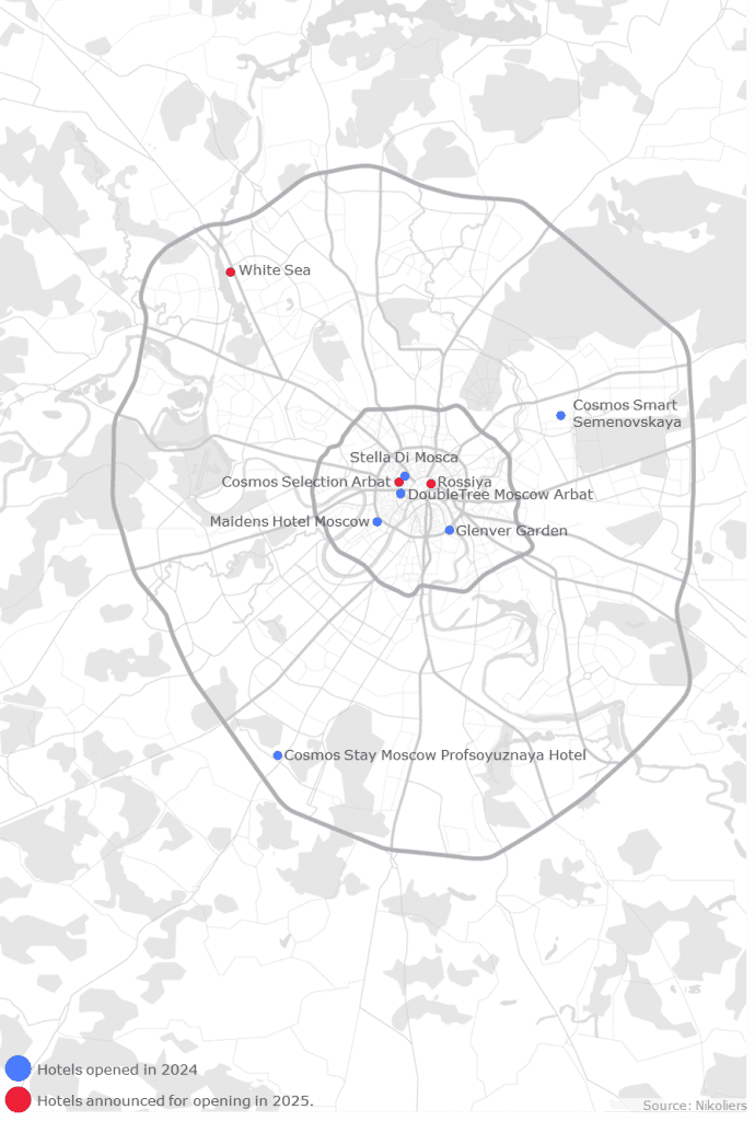 Map of Hotels, Moscow